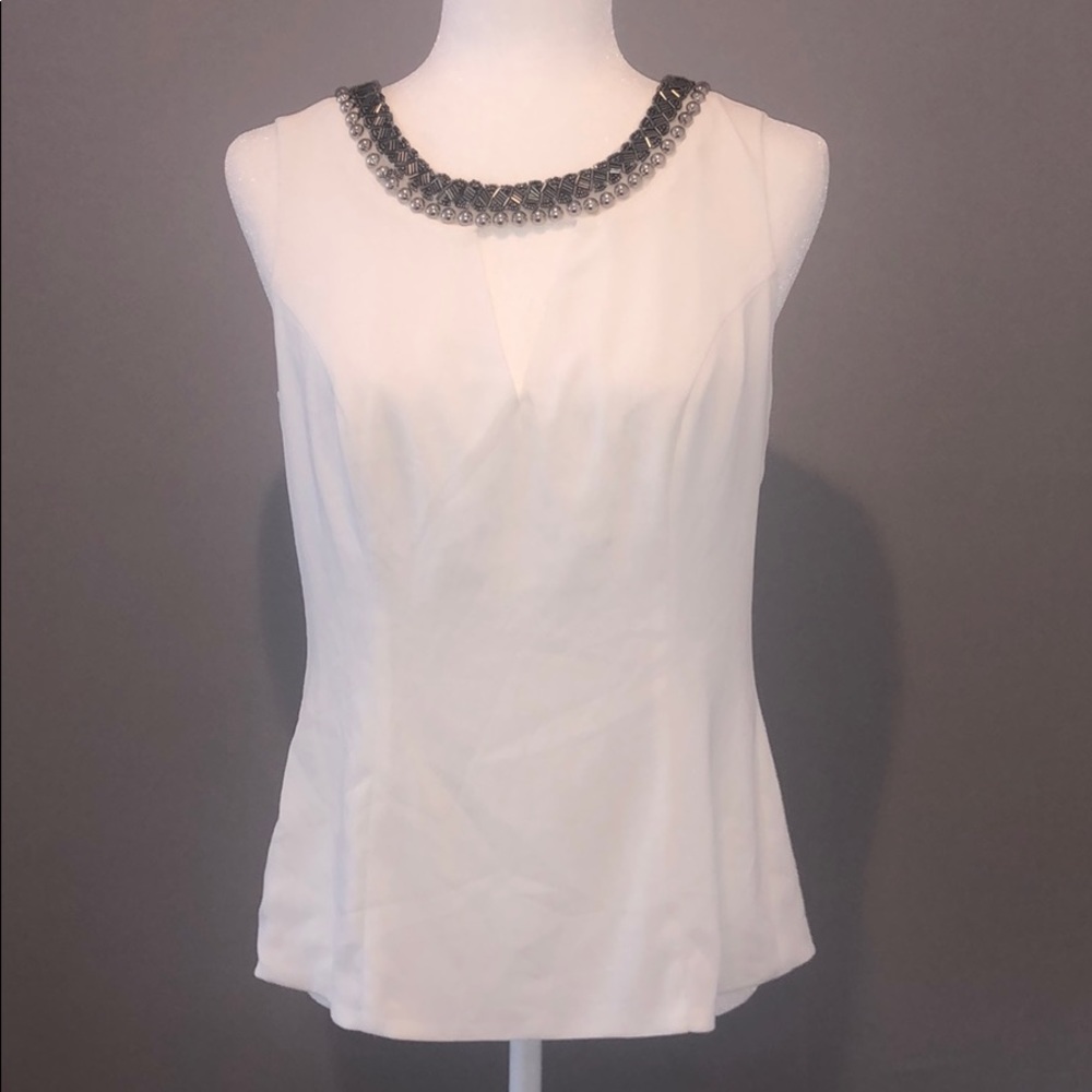 Sleeveless white beaded top